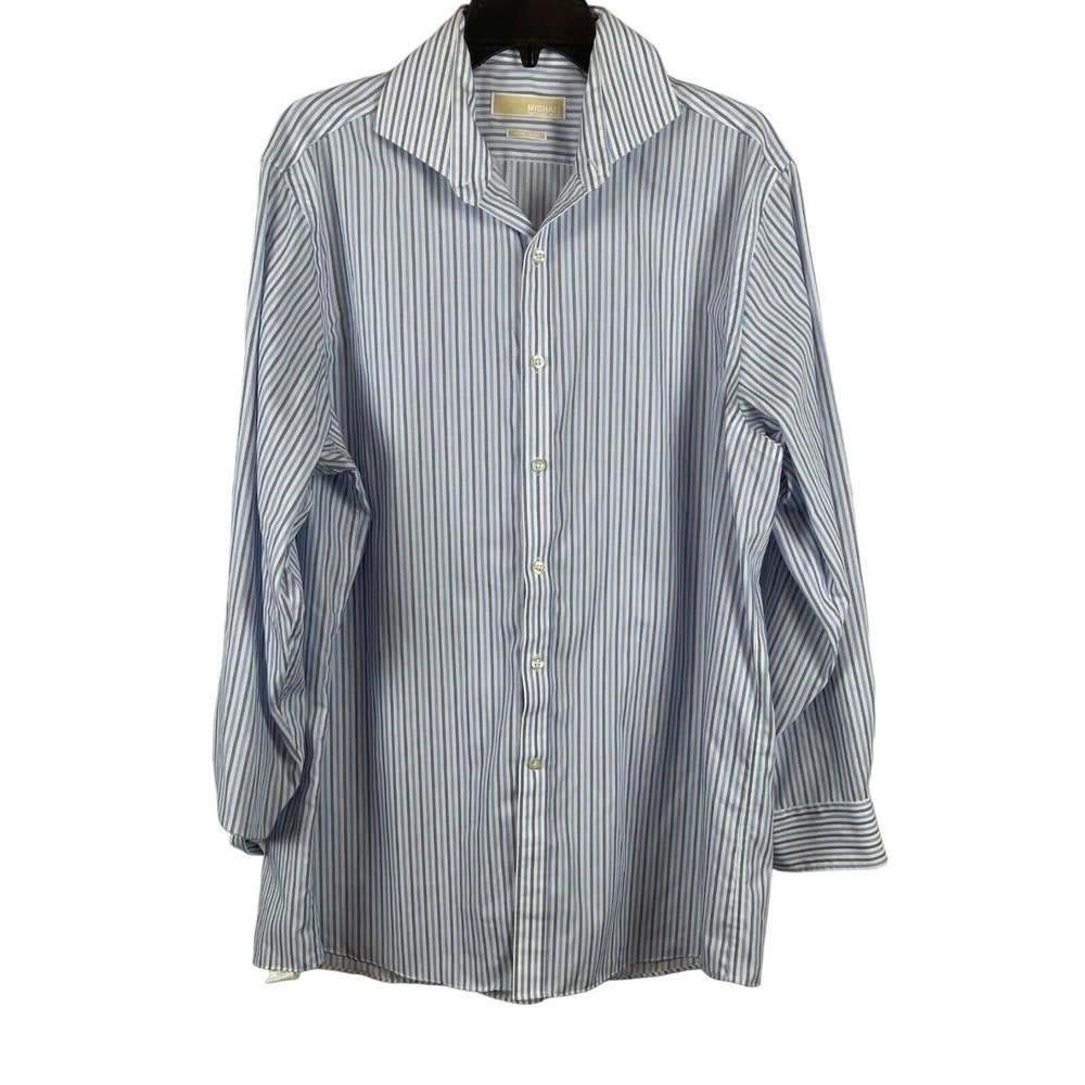 Michael Kors Striped Button Down Shirt Mens 16.5 32/33 Non Iron Cotton